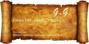 Geszler Györgyi névjegykártya